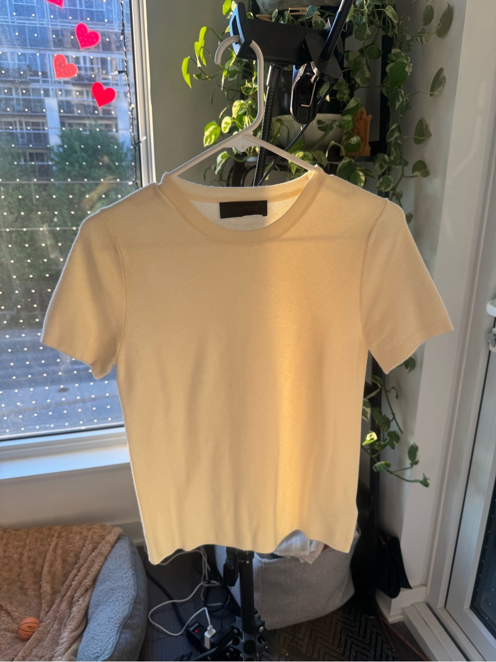 Zara Cream Short-Sleeve Knit Tee